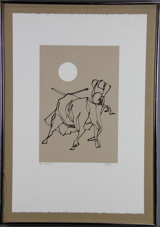 Corrida Lithograph On PaperDepicting