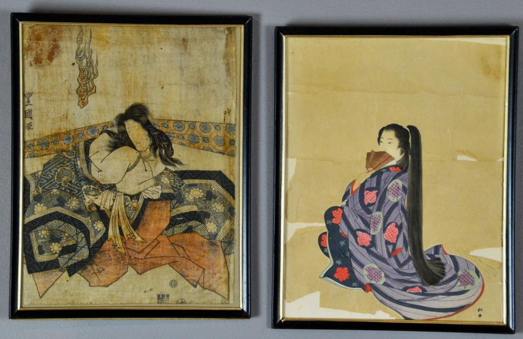  2 Antique Japanese Woodblock 17118d