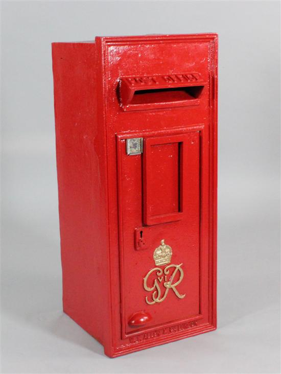 A George VI red painted cast iron