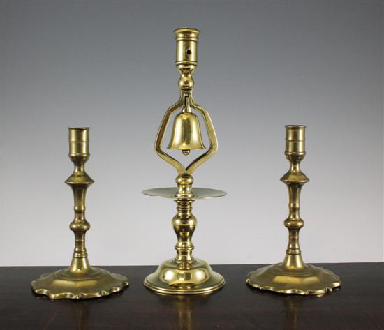 A pair of 18th century brass candlesticks 171226