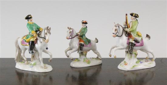 Three small Meissen equestrian