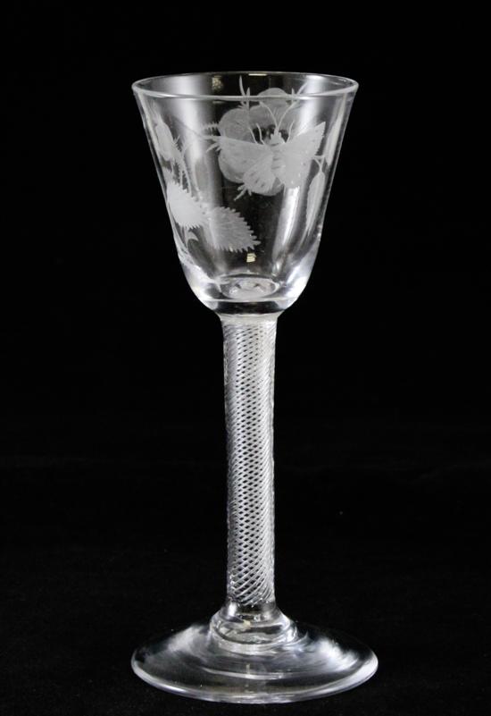 A Jacobite airtwist stem wine glass 17125e