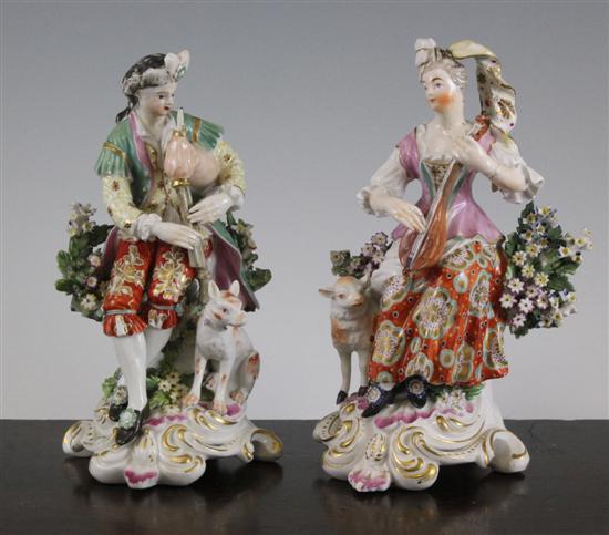 A pair of Derby figures of musicians