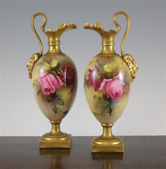 A pair of Worcester ovoid ewers 171272