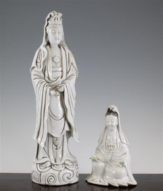 Two Chinese blanc de chine figures