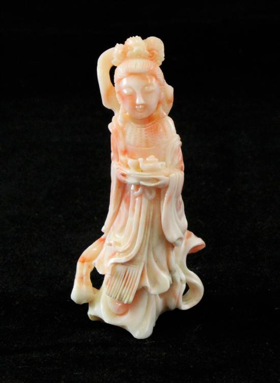 A Chinese coral figure of a female 1712c1