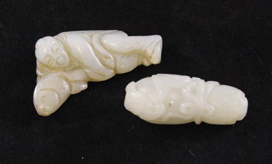 Two Chinese pale celadon jade figures 1712ce