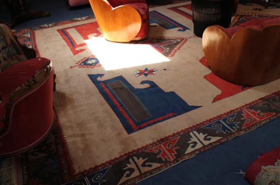 A large Turkish carpet with four