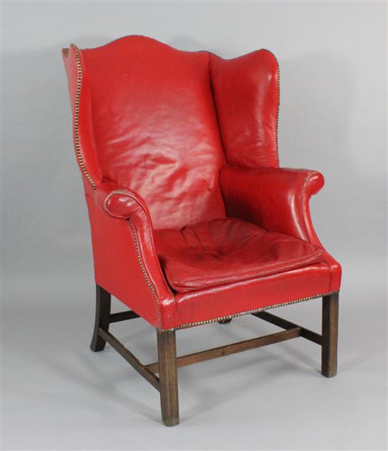 A George III mahogany wing armchair