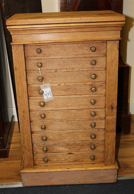 An Edwardian oak collector's chest