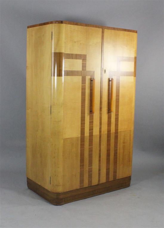 An Art Deco walnut and maple press 171388