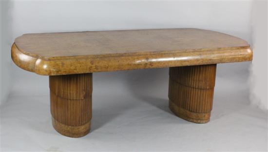 An Art Deco birds eye walnut dining