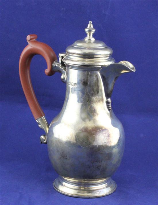 A 1930's silver hot water pot of