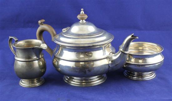 A George V silver three piece tea