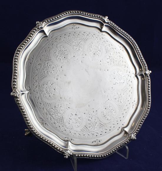 A Victorian engraved silver waiter 171405