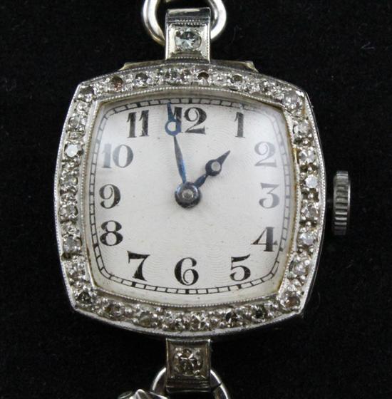 A lady's 1920s 18ct white gold