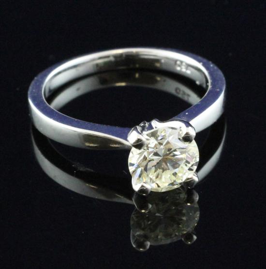 An 18ct white gold mounted solitaire