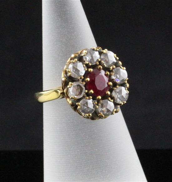 An 18ct gold ruby and rose diamond