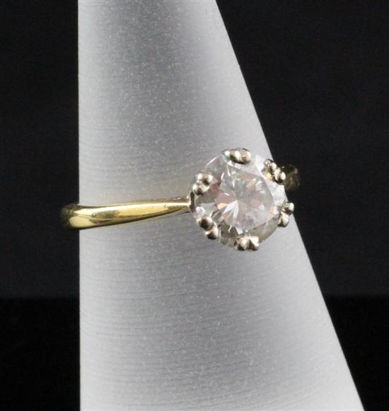 An 18ct gold and platinum solitaire