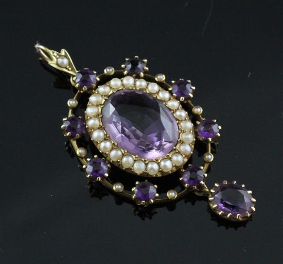 A 15ct gold amethyst and seed pearl 171471