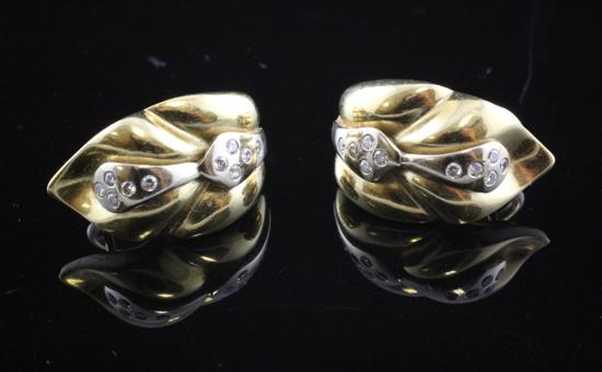 A pair of diamond set two colour