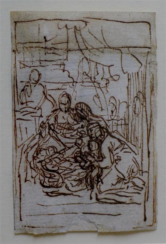 Old Master pen and ink The Nativity  1714b1