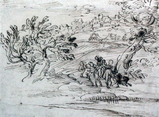 Old Master pen and ink Return from 1714b4