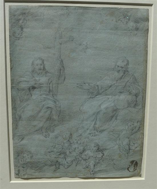 Old Master black chalk Christ and 1714ba