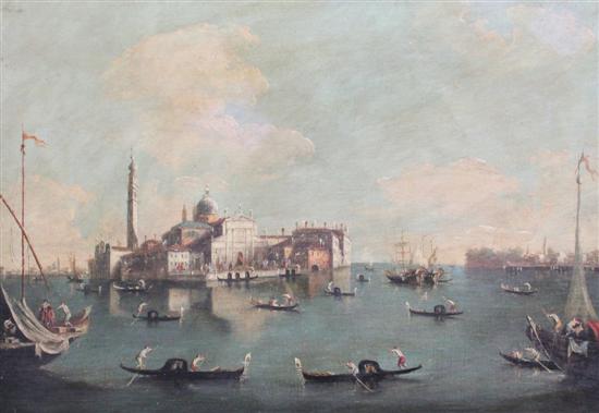 After Guardi oil on canvas Gondolas 1714c5