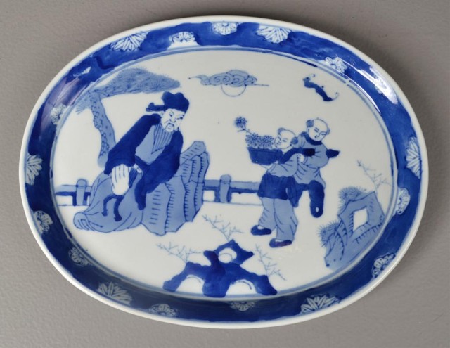 Chinese Blue And White PlateOf oval
