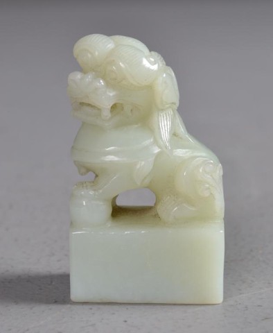 Chinese Carved Jade Lion SealFinely 1715c5