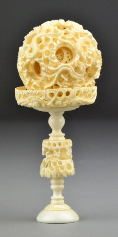 Chinese Carved Ivory Puzzle Ball On