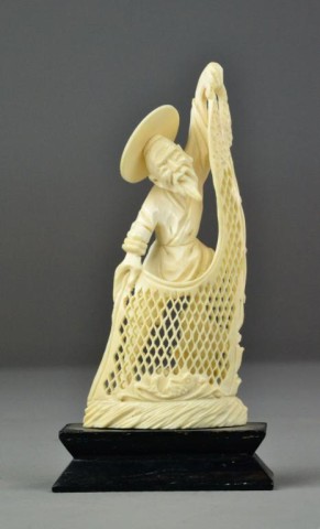 Chinese Carved Ivory Fisherman with