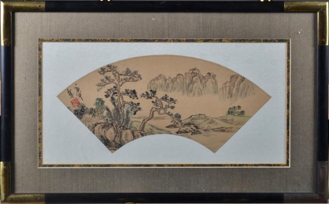 Chinese Watercolor Fan Painting 1715dc
