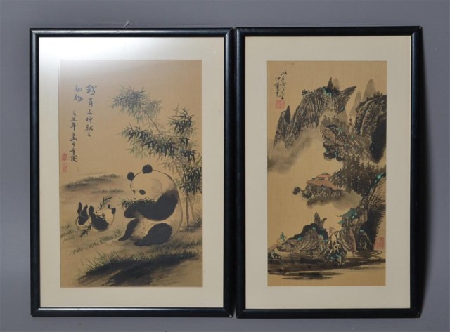  2 Chinese Watercolor Painting 1715df