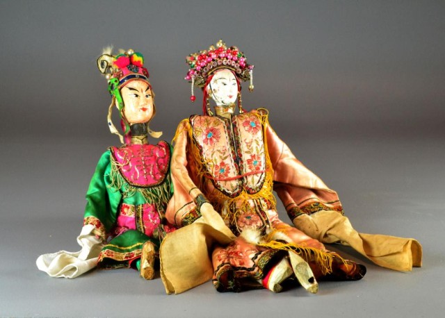 Chinese Wooden Dolls with CostumesTwo