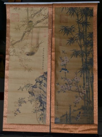(2) Chinese Loose Prints on BrocadeIncluding