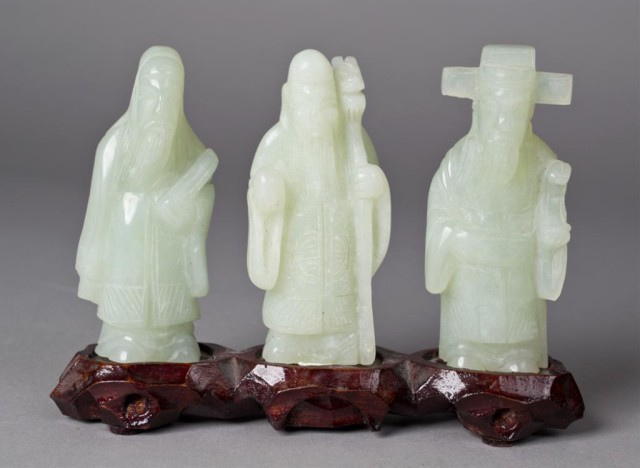  3 Chinese Carved Jade EldersFinely 171635