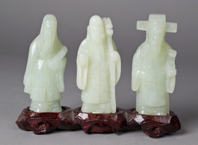 (3) Chinese Carved Jade EldersFinely