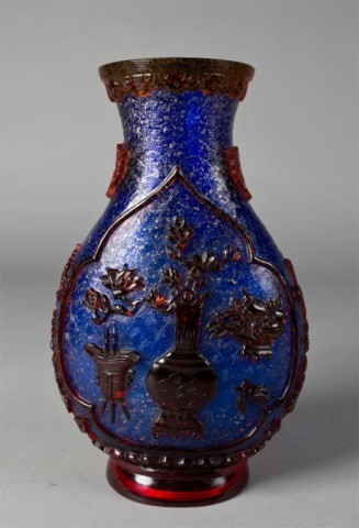 Chinese Peking Glass VaseIn cobalt