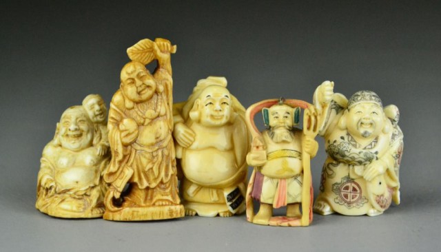 5 Chinese and Japanese Carved 17166a