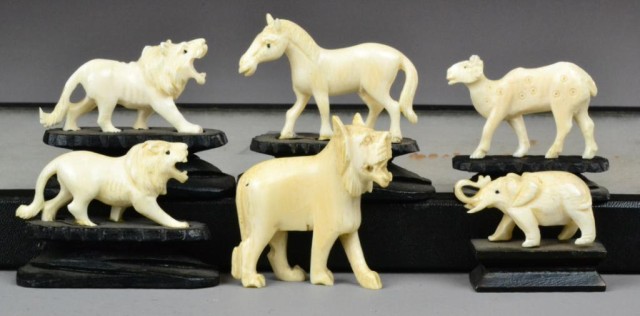 (6) Chinese Carved Ivory Miniature AnimalsSix