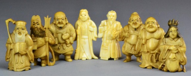 (8) Pcs. Carved Ivory FiguresEight