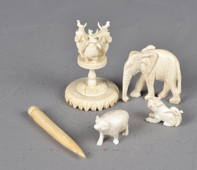 (5) Pcs. Chinese Carved Ivory AnimalsTo