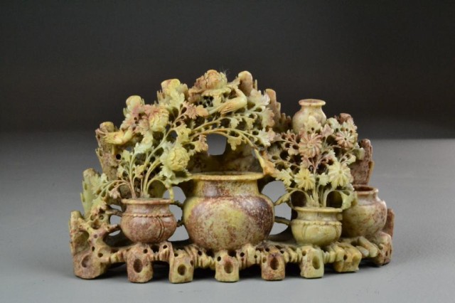 Chinese Carved Soapstone Floral