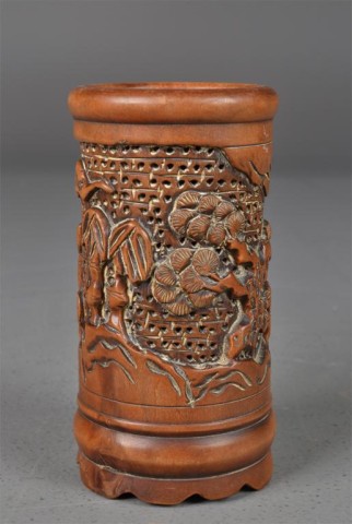 Chinese Carved Wood Brush PotFinely 171686