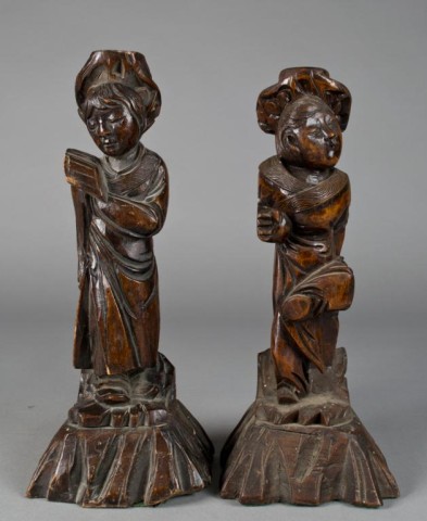 Pr Oriental Carved Wood FigureDepicting 17168d