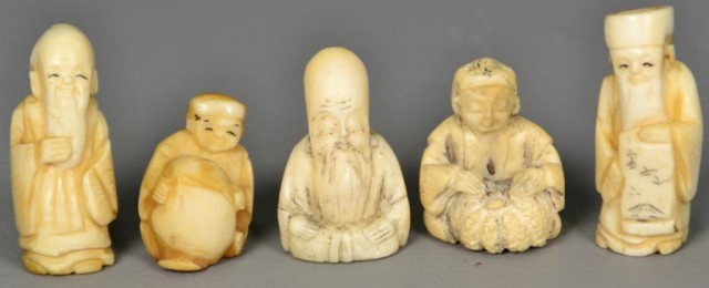  5 Japanese Carved Ivory NetsukeFinely 171698