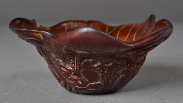 Chinese Horn Carved BowlFinely