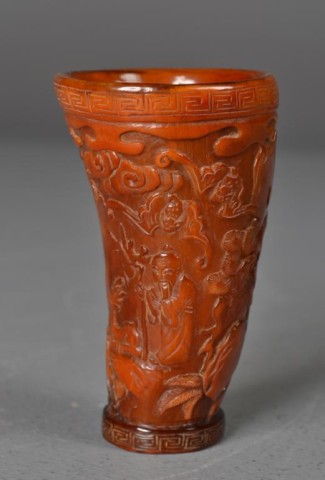 Chinese Carved Horn Cup Figural 1716a3